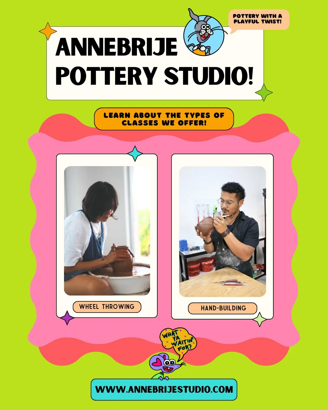 Go Clayzy at Annebrije: classes, memberships, workshops and parties