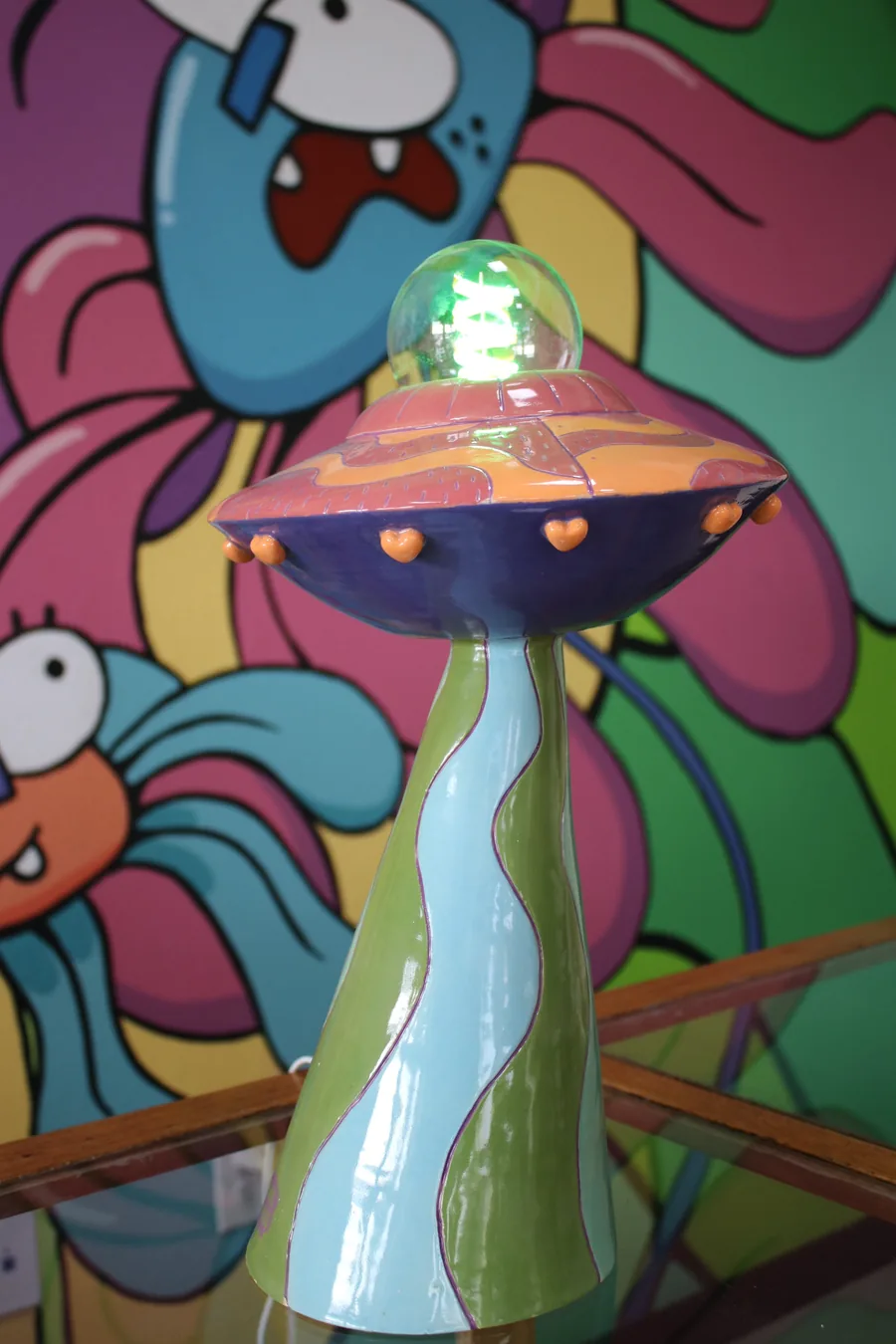 "Unidentified Groovy Object" UFO ceramic table lamp